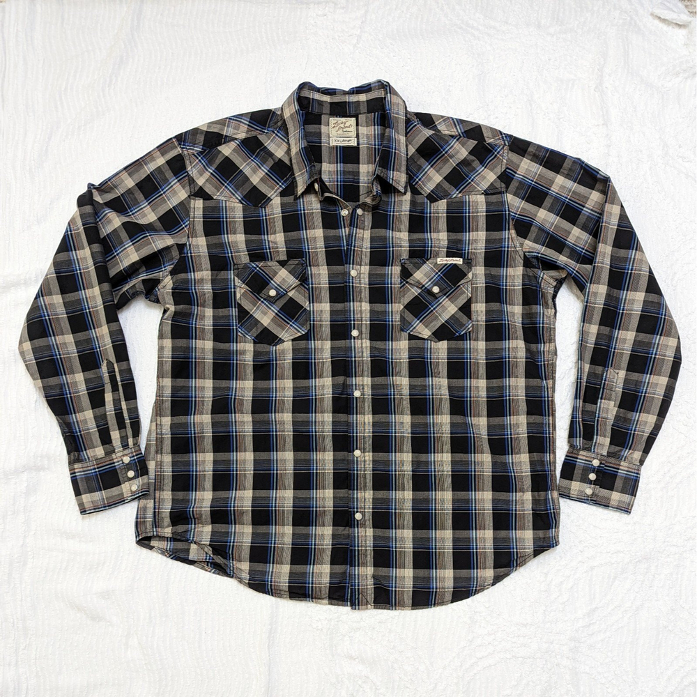 Lucky Brand Men's Size 2XL Long Sleeve Pearl Snap Long Sleeve Western Shirt